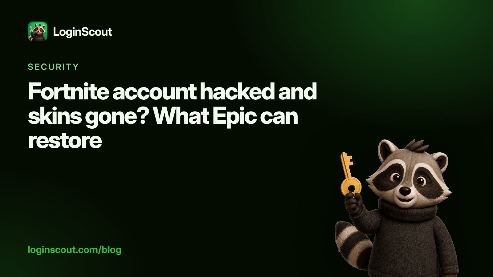 A nearly empty Fortnite Locker on a hacked Epic Games account, with a few skins missing